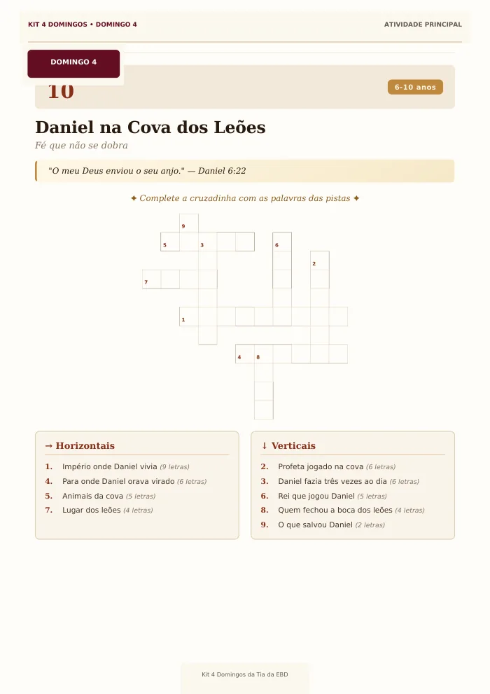 Atividade sobre Daniel na Cova dos Leões